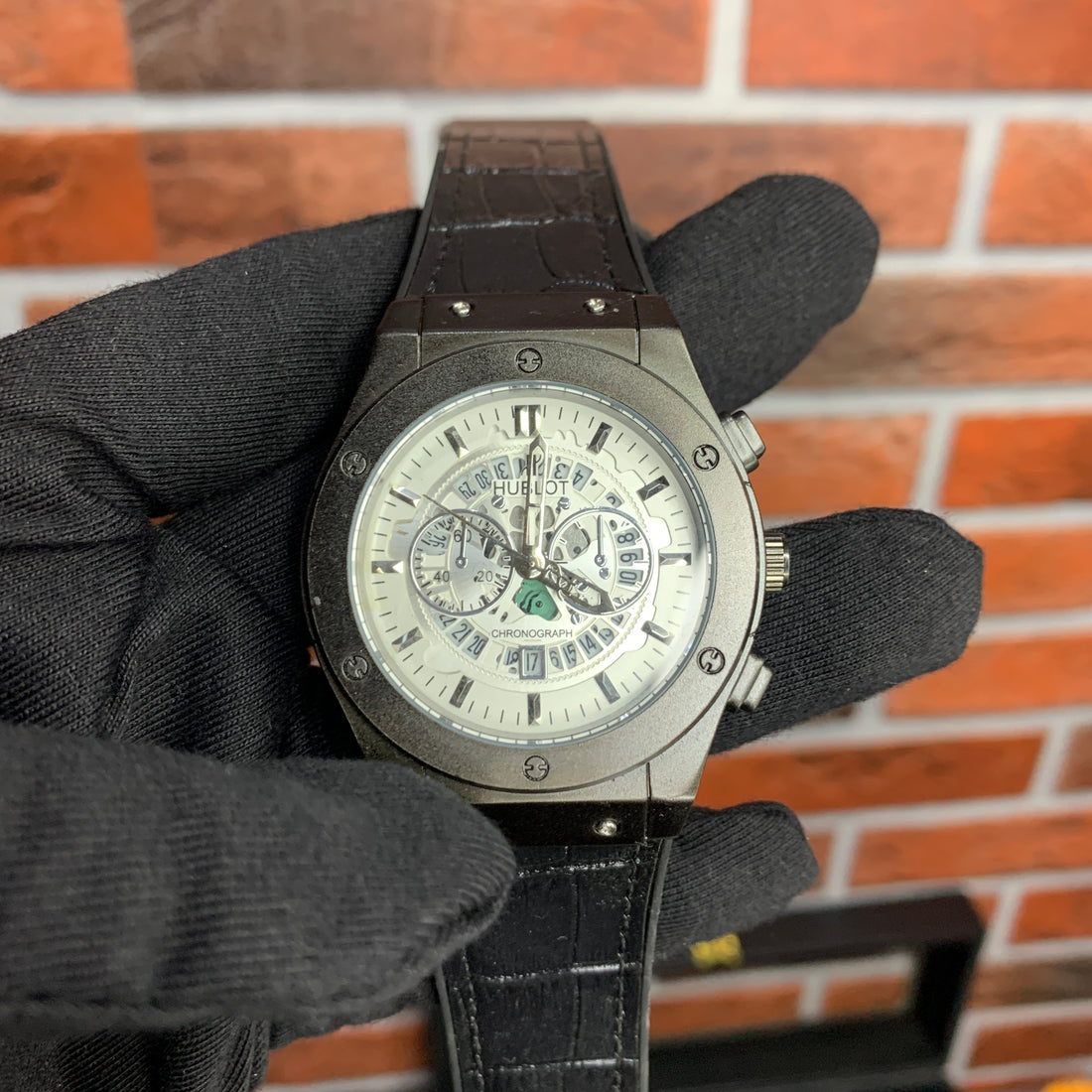 HB strap black with white dial