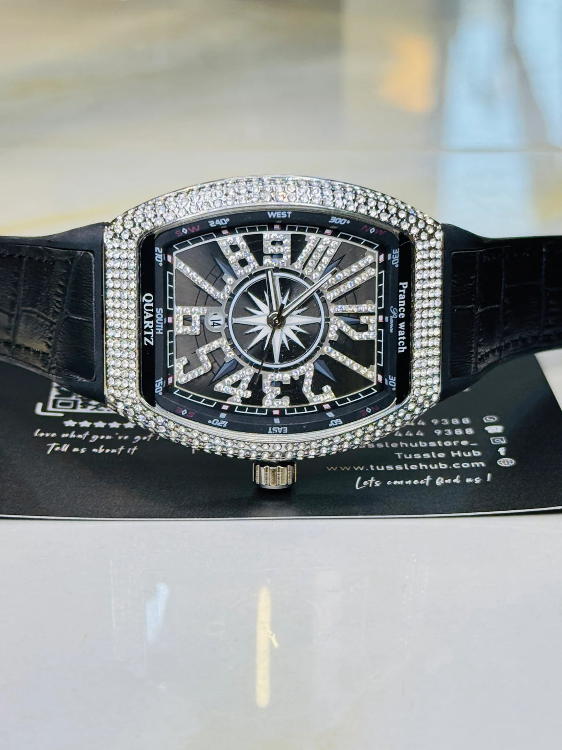 FM Iced Stone Luxury Watch (Black)