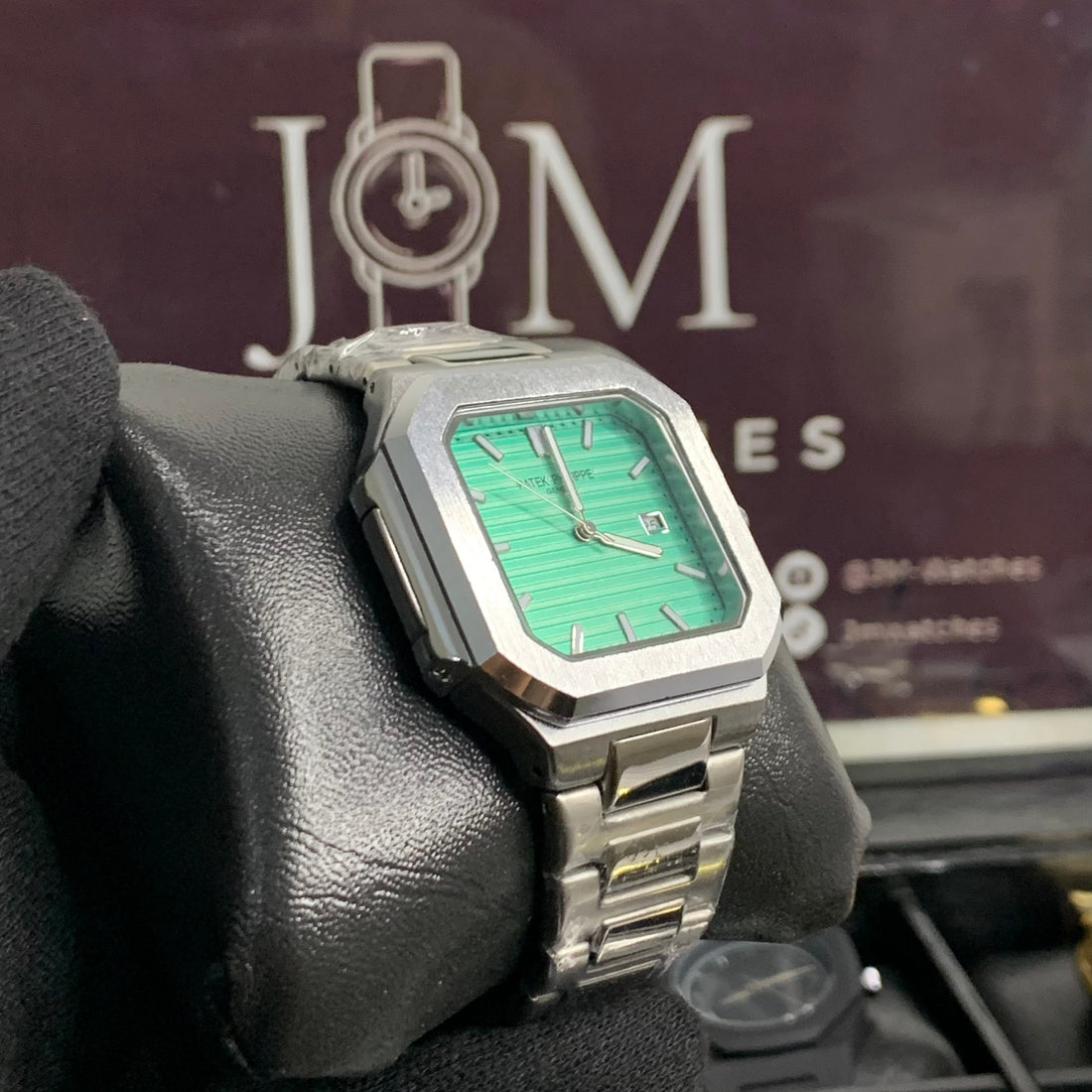PP– Square Silver with Tiffany Green Dial (A+ quality)