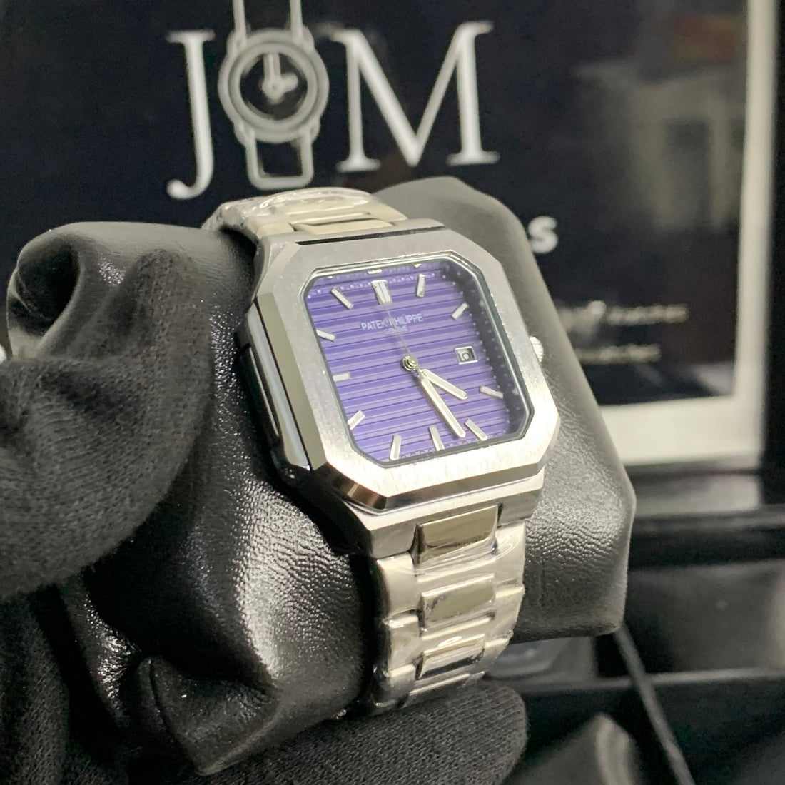 PP– Square Silver with Blue Dial (A+ quality)