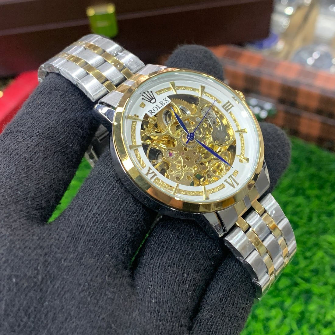 RLX Skeleton Automatic Watch 2 – Two tone Chain (White Dial)