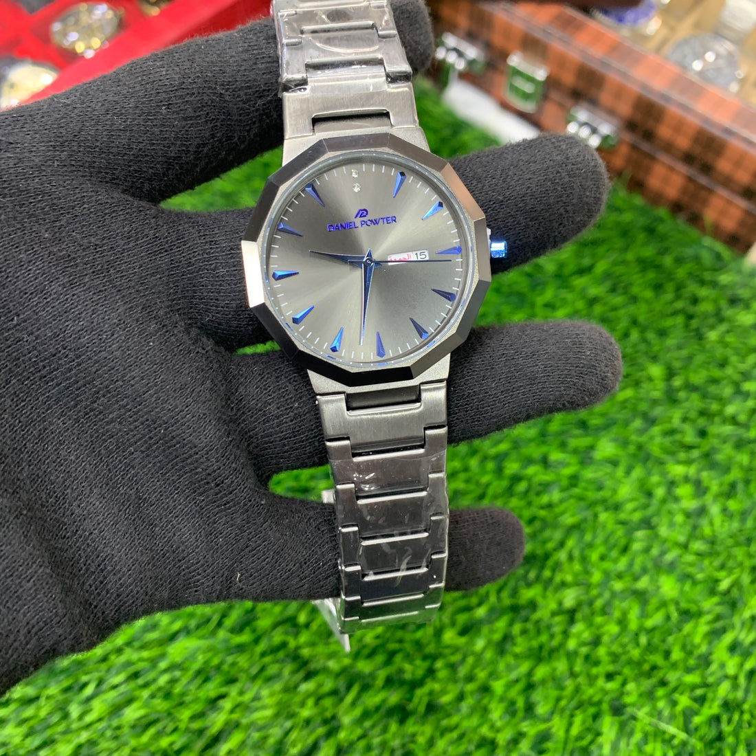 Daniel Powter DP - Silver with Blue Balck Dial