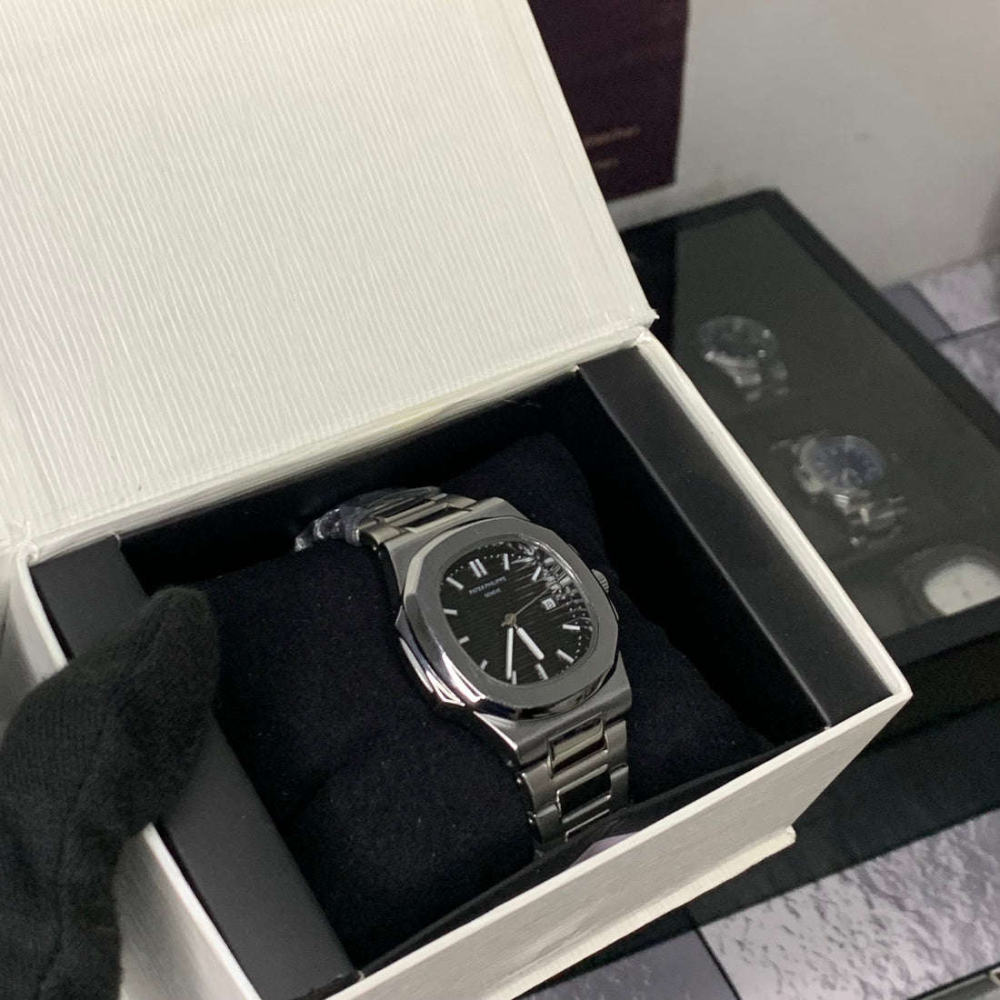 PP – Nautilus Silver with Black dial (A+ quality)