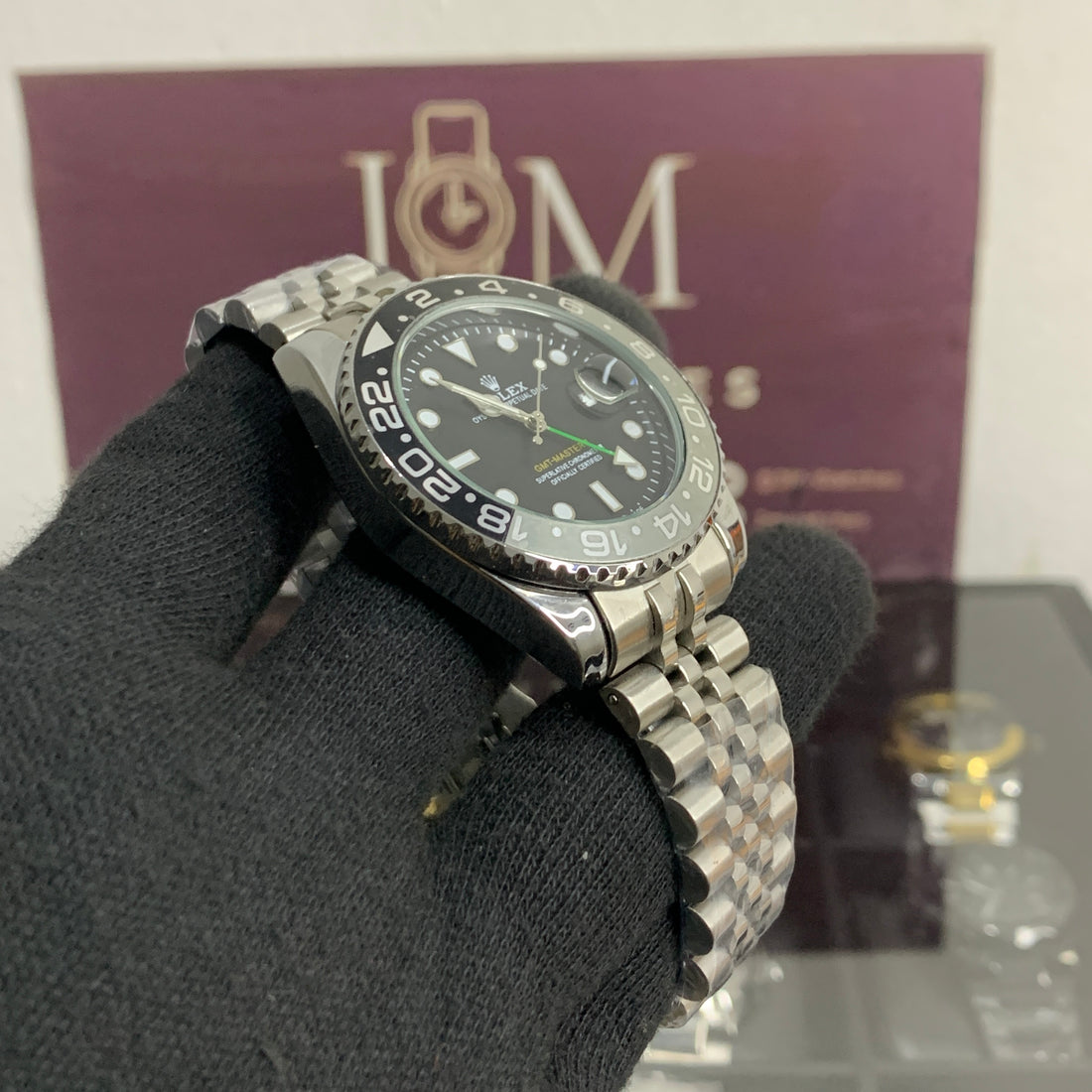 RLX GMT Silver with all Black dial