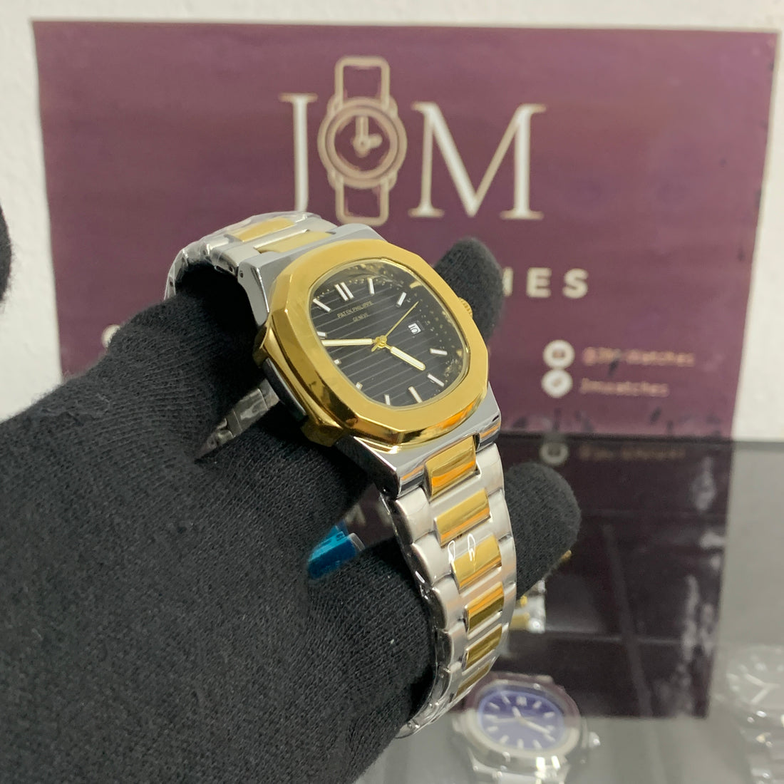 PP – Nautilus Two tone with Black dial (A+ quality)