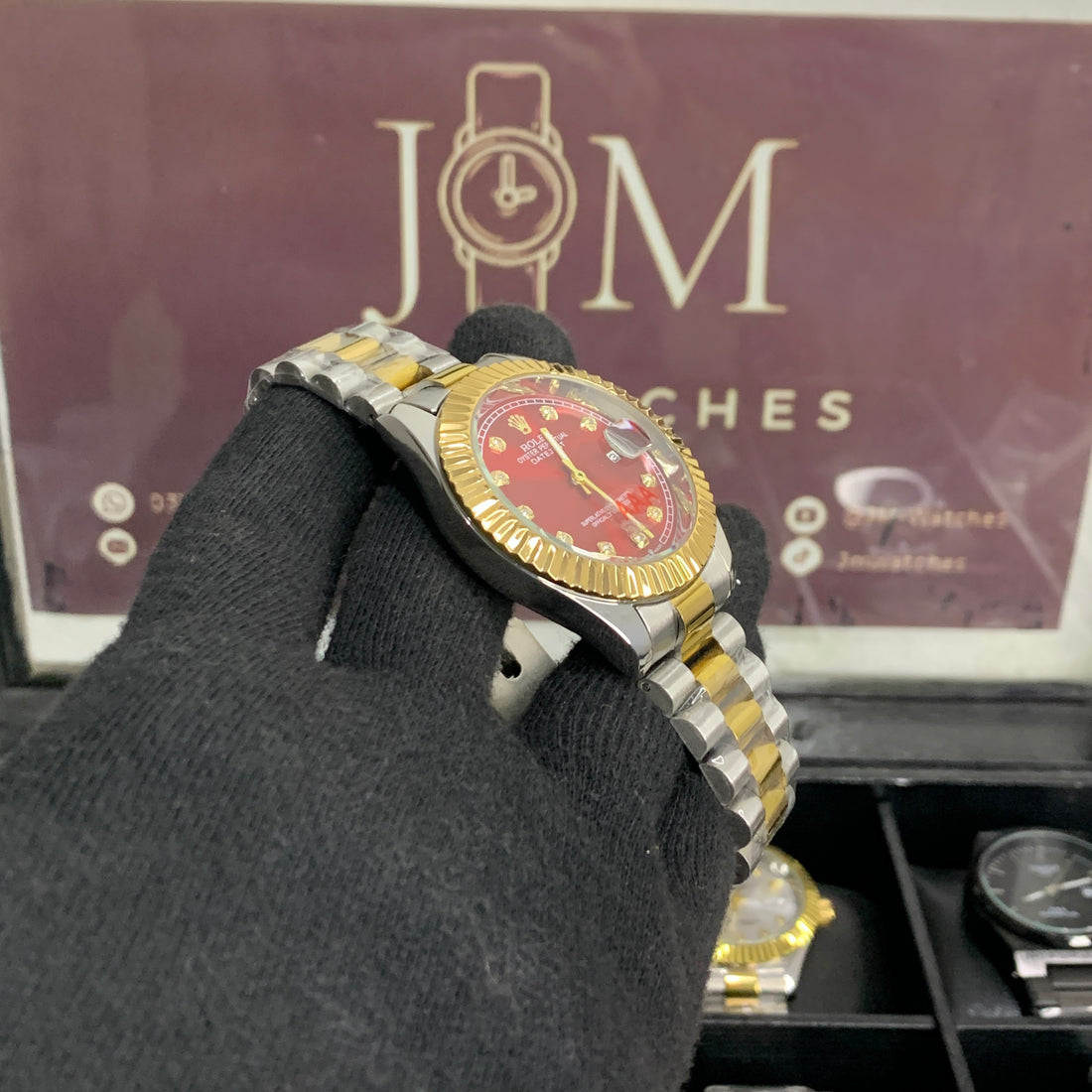 RLX - Datejust Silver Gold Red dial - A+ Quality